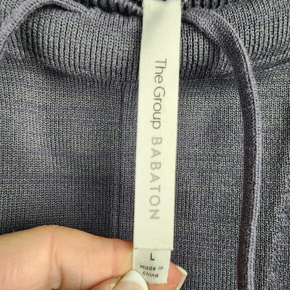 Babaton Grey Knit Cotton Jogger Pants Size L - Picture 7 of 8